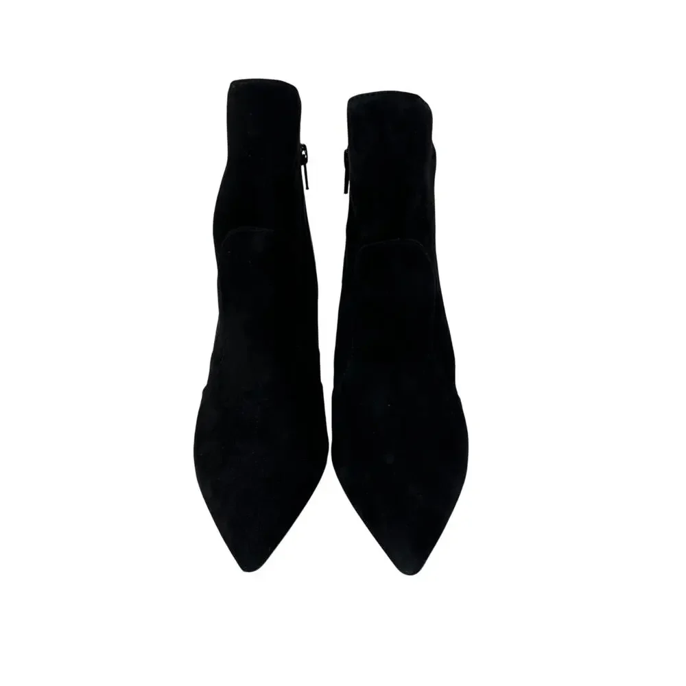 Gianni Bini Remmee Pointed Toe Booties Womens Size 7.5 Black Suede Leather